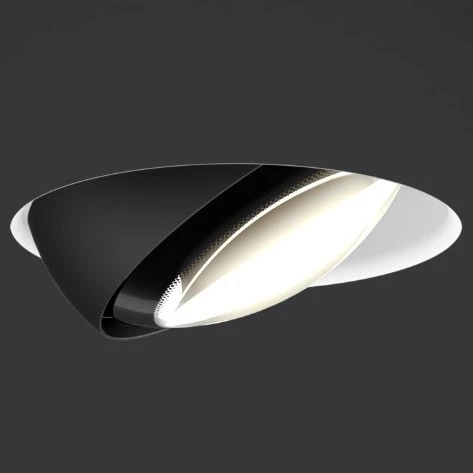 Più piano pure - Spotlight shiny black lens and matt white tube