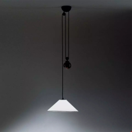 Pendant lamp Artemide A0894001 Aggregato Saliscendi Ø530 cono opalino