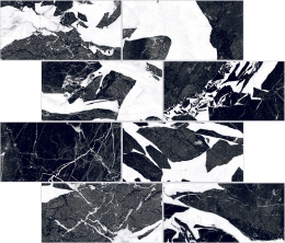 FLOOR GRES B&W MARBLE FRAGMENT MAT 6MM MUR.SF7,5X15 767465