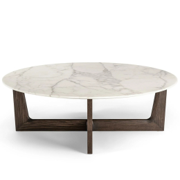 Ilary Coffee table with wood base Poltrona Frau