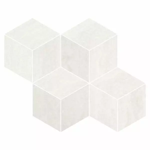 Refin Prestigio Travertino Bianco Lucido Mosaico Cube R. OO31